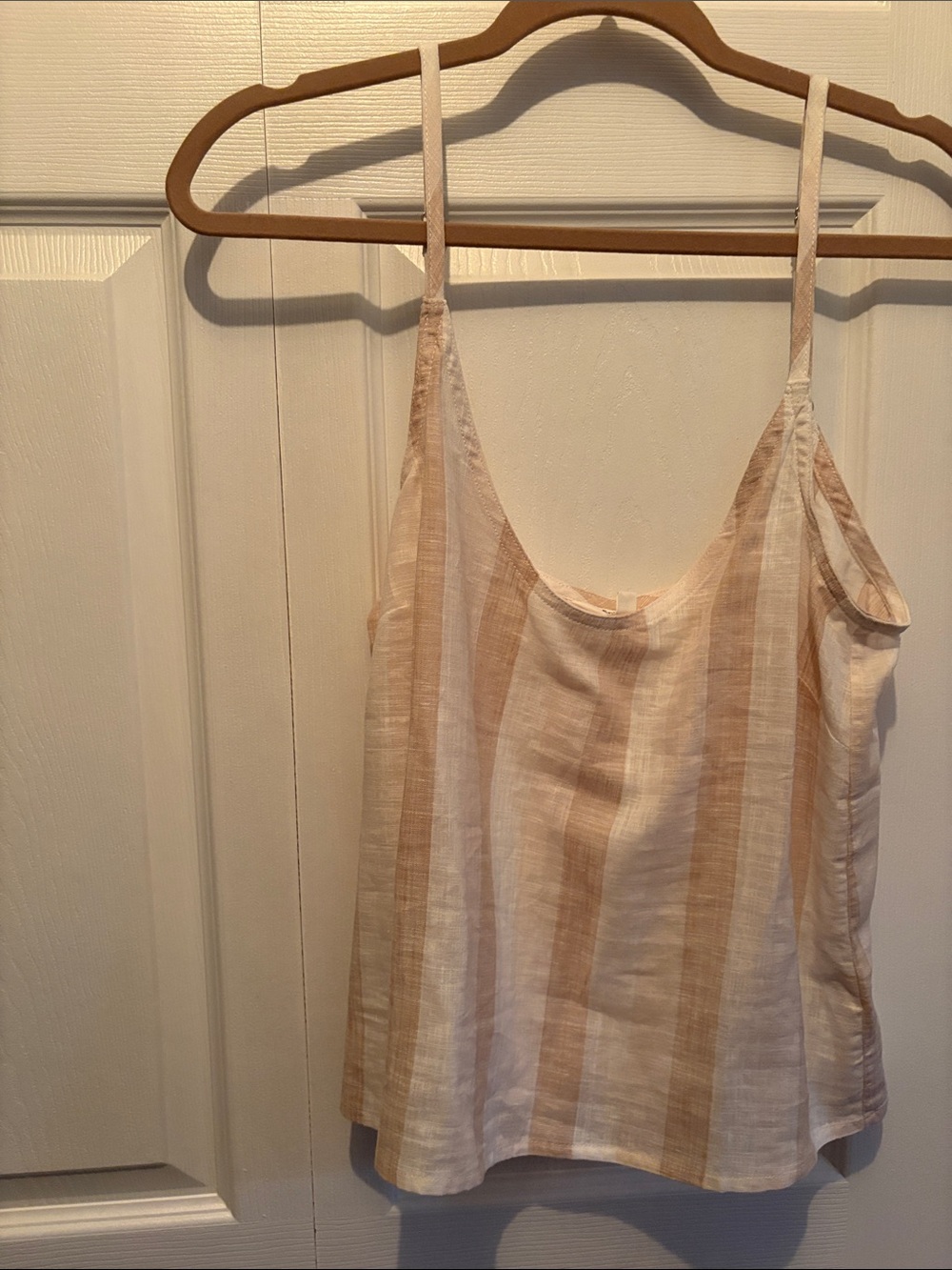 Splendid Striped Cream & Tan Lightweight Tank Top